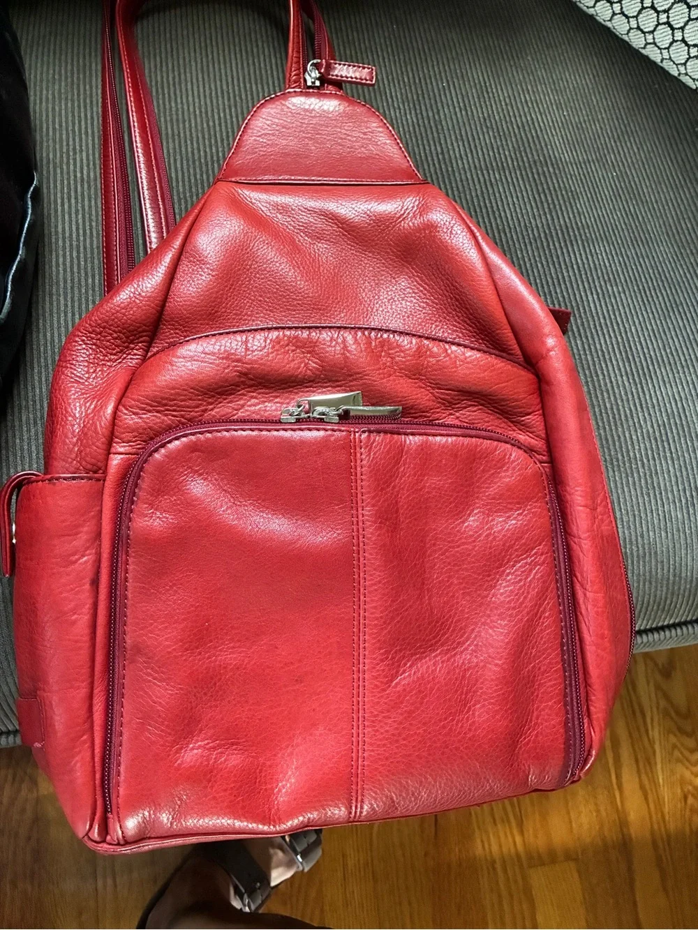 Red Leather Woman’s Backpack